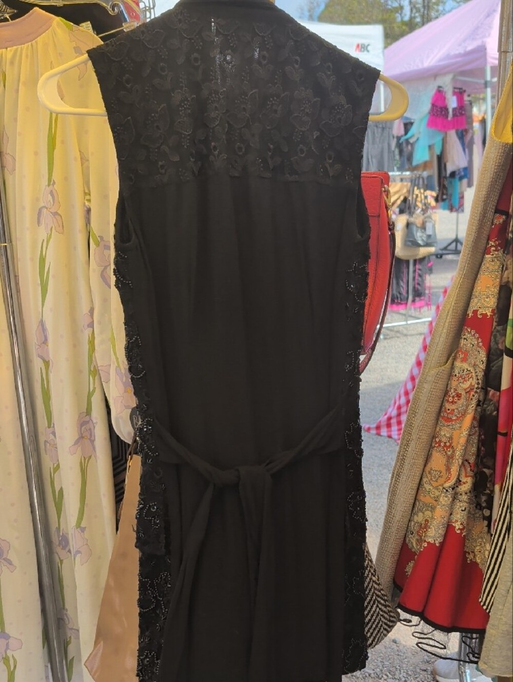 Black Beaded Sleeveless Long Vest by Faith - Picture 3 of 3